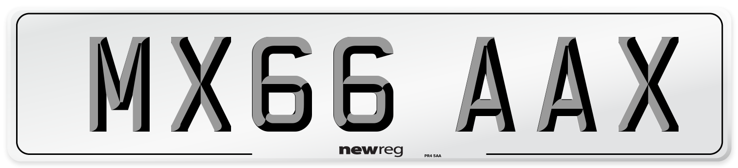 MX66 AAX Number Plate from New Reg